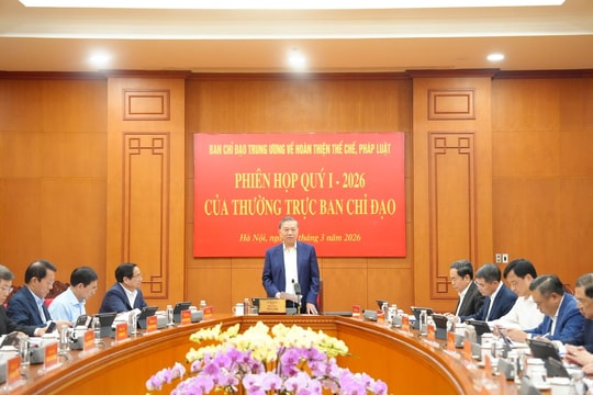 Phiên họp quý I/2026 của Thường trực Ban Chỉ đạo Trung ương về hoàn thiện thể chế, pháp luật