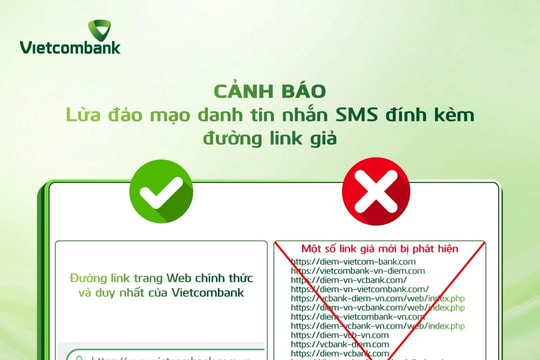 Vietcombank cảnh báo lừa đảo qua tin nhắn SMS thông báo “điểm thưởng hết hạn”