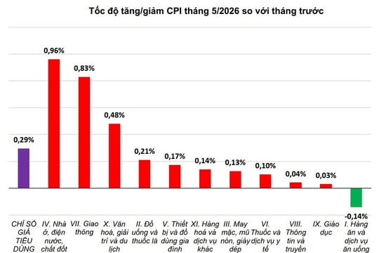 5 tháng đầu năm 2026: CPI tăng 4,31%, lạm phát cơ bản tăng 4,04%