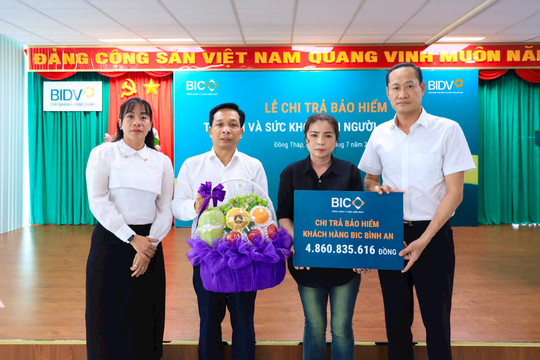 BIC chi trả hơn 4,8 tỷ đồng quyền lợi bảo hiểm BIC Bình An cho khách hàng tại Đồng Tháp