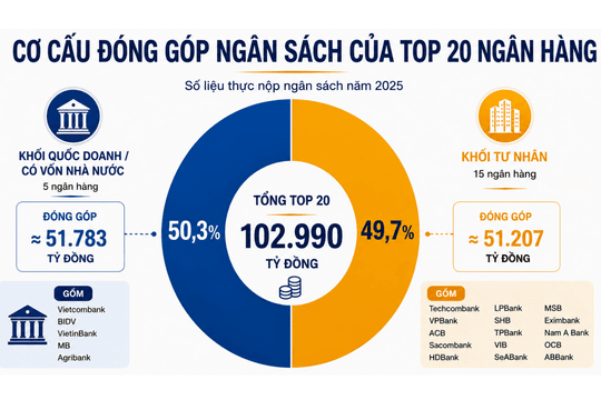 Top 20 ngân hàng nộp ngân sách lớn nhất Việt Nam 2026