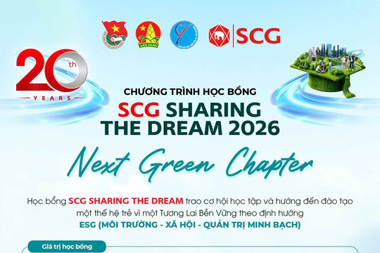 Chương trình SCG Sharing The Dream 2026 chính thức mở đơn, trao 170 suất học bổng