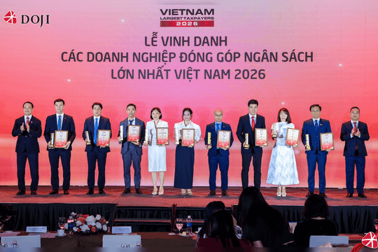 DOJI nhận vinh danh Top 7 doanh nghiệp phân phối – bán lẻ tư nhân nộp ngân sách Nhà nước lớn nhất Việt Nam năm 2026