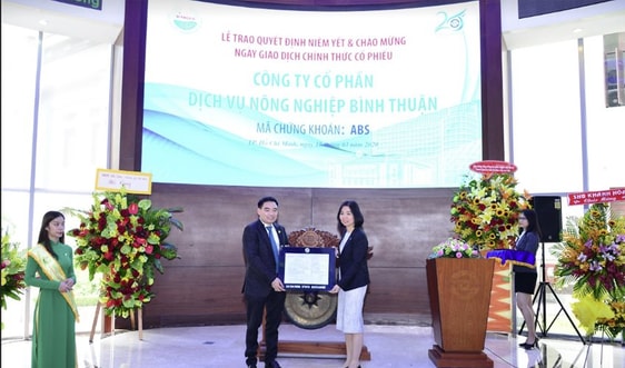 Niêm yết và chính thức giao dịch cổ phiếu Công ty CP dịch vụ nông nghiệp Bình Thuận