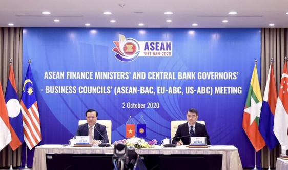 Thống đốc NHNN Lê Minh Hưng đồng chủ trì cuộc họp trực tuyến với Thống đốc NHTW, Bộ trưởng Tài chính ASEAN và Hội đồng doanh nghiệp EU, Hoa Kỳ, ABAC
