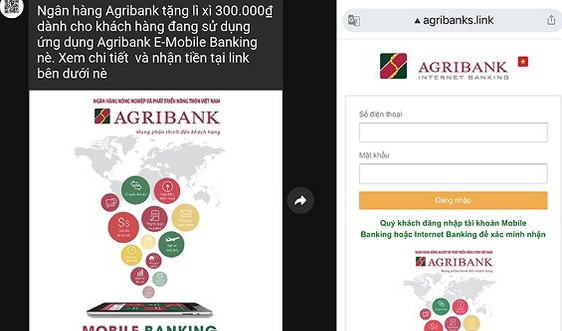 Agribank cảnh báo các hình thức lừa đảo gửi tin nhắn "lì xì đầu năm"