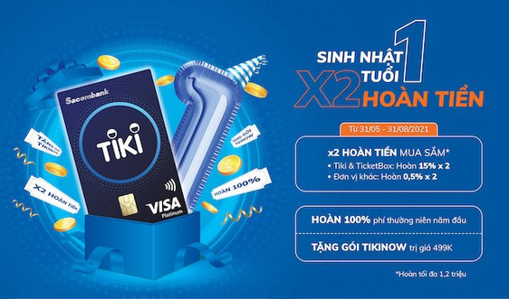 Hoàn phí thường niên và tặng tiền cho khách hàng mở thẻ Sacombank Tiki