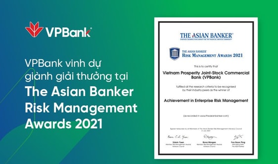 VPBank lần thứ 2 liên tiếp nhận giải thưởng quản trị rủi ro danh giá cấp châu lục