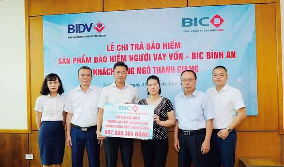 BIC chi trả hơn 600 triệu đồng tiền bảo hiểm cho khách hàng vay vốn tại Thái Nguyên