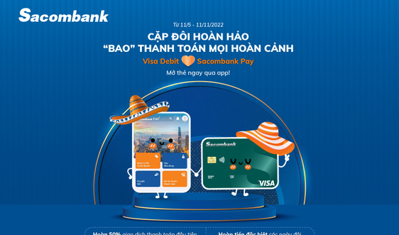 Tận hưởng nhiều ưu đãi khi mở mới thẻ thanh toán Sacombank Visa trên ứng dụng Sacombank Pay