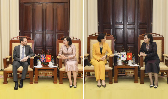 Thống đốc Nguyễn Thị Hồng tiếp Đại sứ Đặc mệnh toàn quyền Vương quốc Anh và  Hàn Quốc tại Việt Nam