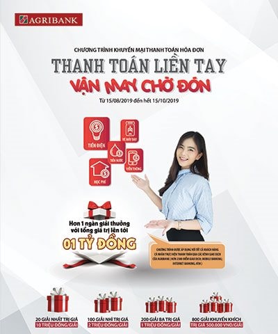 Agribank triển khai chương trình khuyến mại “Thanh toán liền tay - Vận may chờ đón”