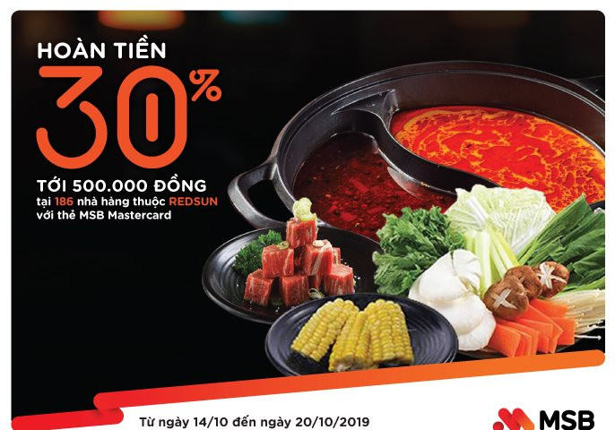 MSB hoàn đến 500.000 đồng khi thưởng thức ẩm thực châu Á dịp 20/10