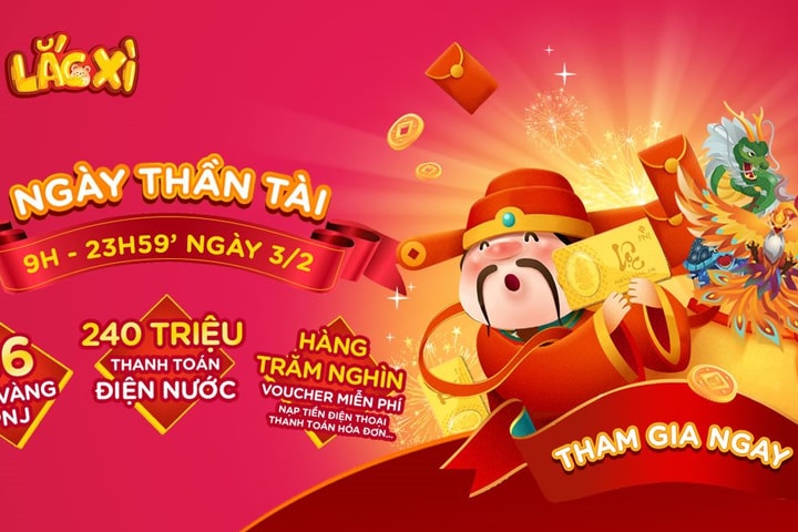 Ví MoMo mạnh tay bao điện nước trọn đời và lì xì vàng PNJ cho người chơi lắc xì ngày Vía Thần Tài