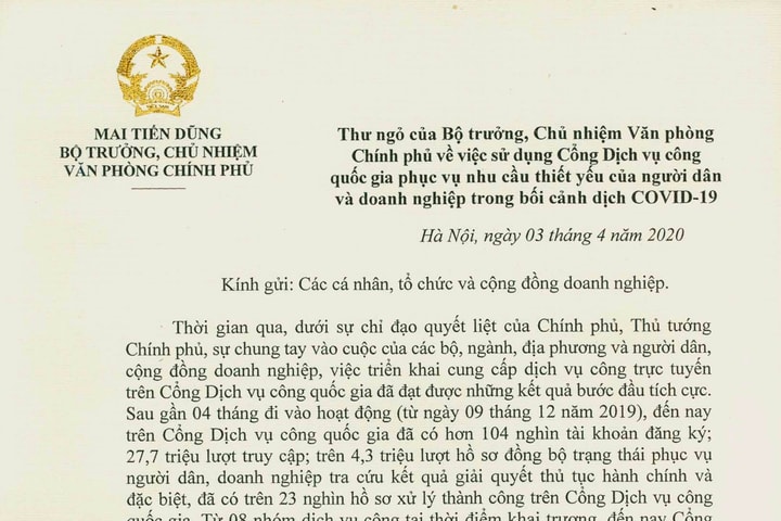 Sử dụng Cổng dịch vụ công quốc gia phục vụ nhu cầu thiết yếu của người dân và doanh nghiệp trong bối cảnh dịch COVID-19