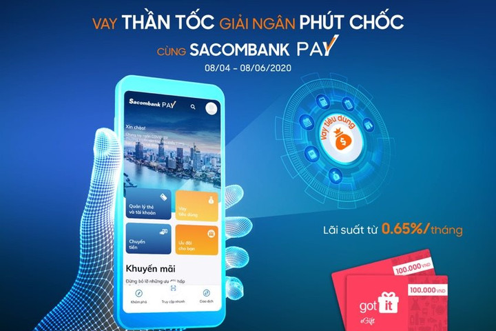 Nhận được phiếu quà tặng khi vay tiêu dùng qua Sacombank Pay