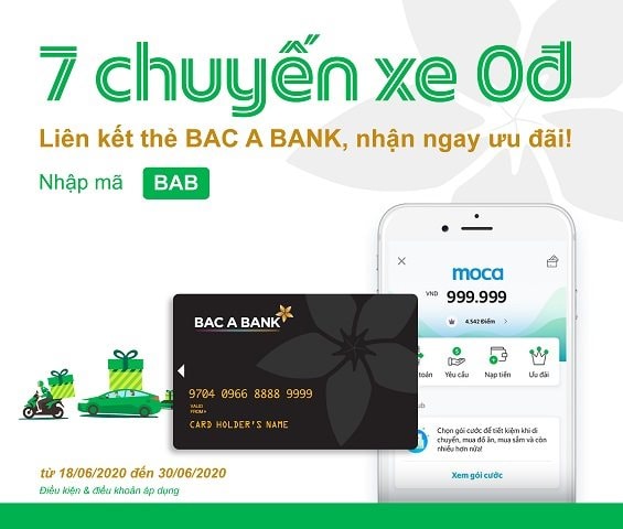 Liên kết thẻ ghi nợ BAC A BANK, nhận ngay ưu đãi từ Grab