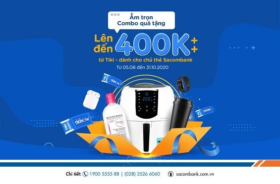 Chủ thẻ Sacombank và chủ tài khoản Sacombank Pay được hưởng nhiều ưu đãi khi mua sắm trên Tiki