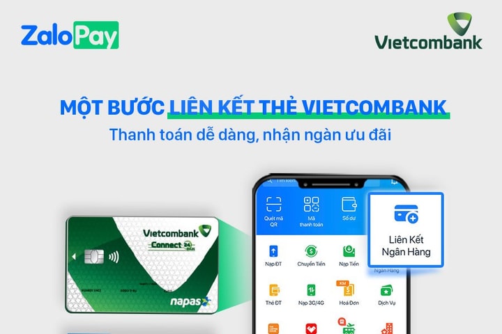Vietcombank ra mắt dịch vụ nạp, rút Ví điện tử ZaloPay 