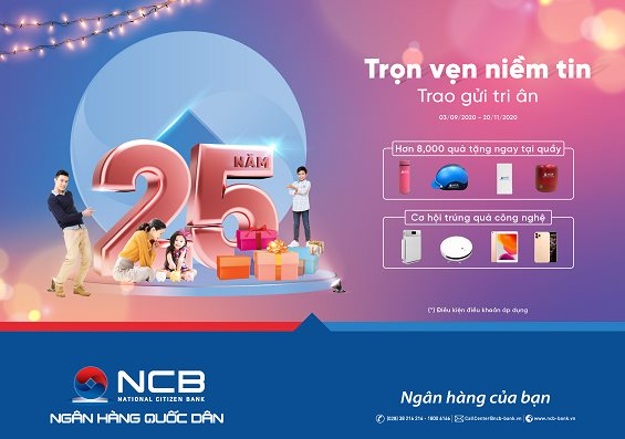 NCB dành hàng nghìn quà tặng cho khách hàng nhân dịp sinh nhật 25 năm