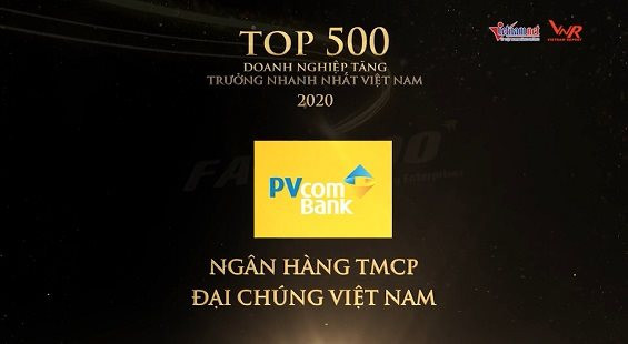 PVcomBank nằm trong Top 500 doanh nghiệp tăng trưởng nhanh nhất Việt Nam