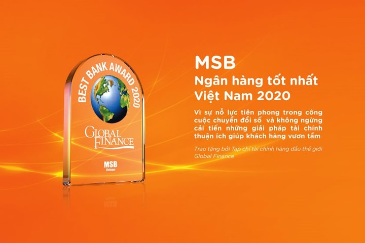 MSB được vinh danh là “Ngân hàng tốt nhất Việt Nam năm 2020”