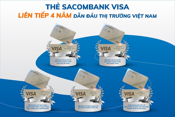 Thẻ Sacombank visa 4 năm liên tiếp dẫn đầu thị trường