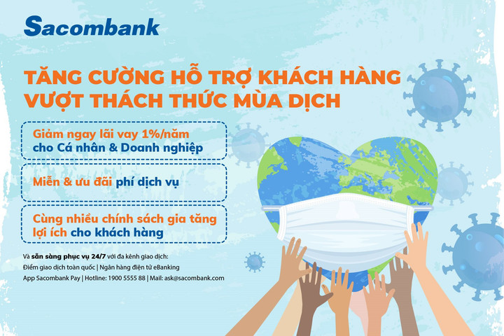 Sacombank giảm 1% lãi suất đối với các khoản vay thuộc ngành nghề chịu tác động trực tiếp của dịch COVID-19