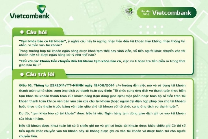 “Tạm khóa báo có” nghĩa là gì?