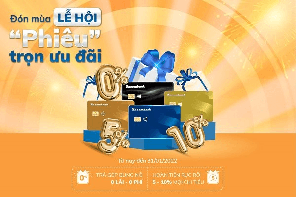 Sacombank hoàn tiền cho chủ thẻ mua sắm