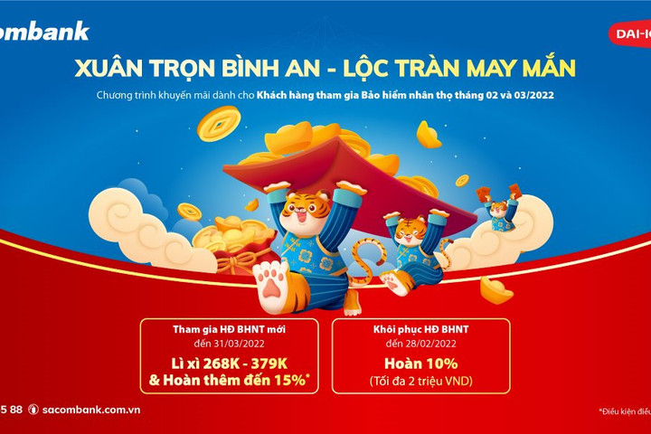 Sacombank dành nhiều ưu đãi hấp dẫn cho khách hàng tham gia bảo hiểm nhân thọ