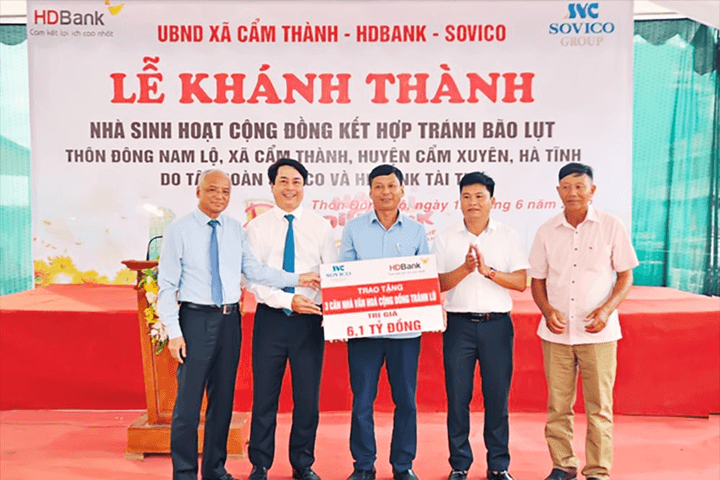HDBank và Sovico trao tặng nhà cộng đồng tránh lũ '2 trong 1' cho tỉnh Hà Tĩnh