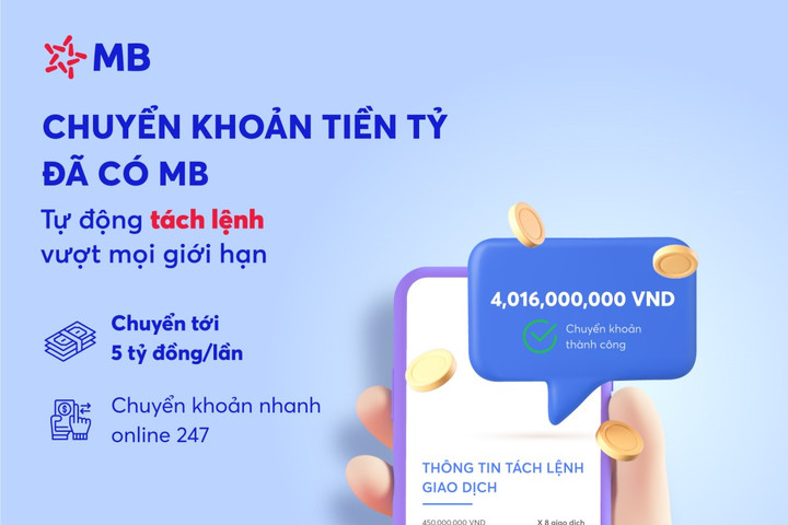MB ra mắt tính năng chuyển khoản “Tách lệnh tự động” trên App MBBank