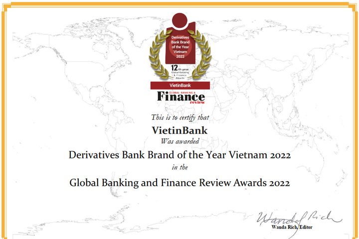 VietinBank - Ngân hàng tiêu biểu về cung ứng sản phẩm phái sinh tại Việt Nam năm 2022