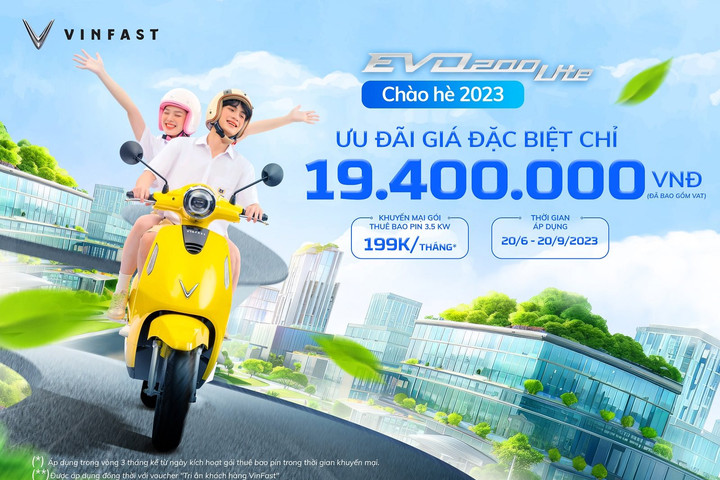 VinFast ưu đãi đặc biệt mùa hè - Evo200 Lite về giá 19,4 triệu đồng