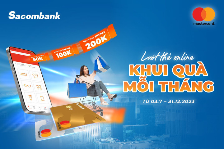 Săn e-voucher Shopee khi chi tiêu trực tuyến qua thẻ thanh toán Sacombank Mastercard
