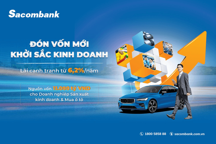 Sacombank tung gói vay 11.000 tỷ đồng, với lãi suất ưu đãi chỉ từ 6,2%/năm