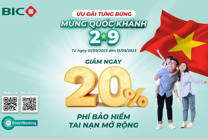 BIC ưu đãi 20% phí bảo hiểm Tai nạn mở rộng mừng Quốc khánh 2/9