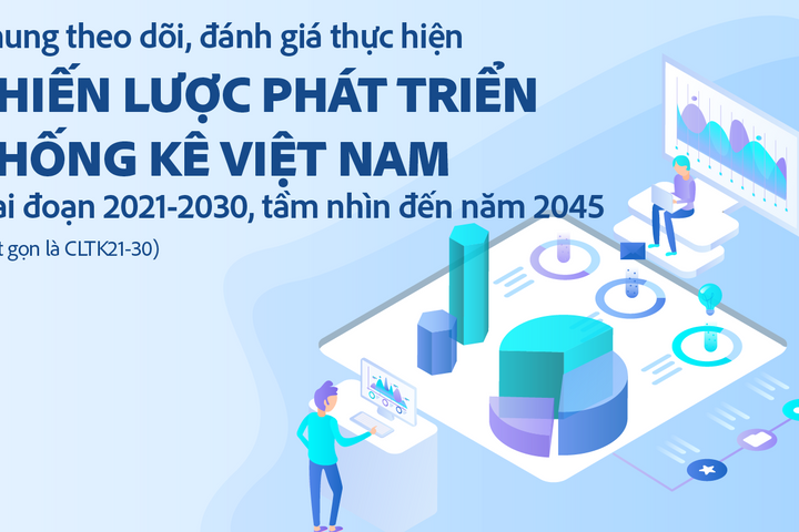 [Infographic] Khung theo dõi, đánh giá thực hiện Chiến lược phát triển Thống kê Việt Nam giai đoạn 2021-2030, tầm nhìn đến năm 2045