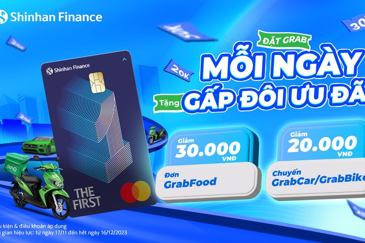 Đặt Grab mỗi ngày, Shinhan Finance tặng gấp đôi ưu đãi