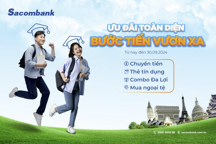 Sacombank miễn 100% phí chuyển tiền du học