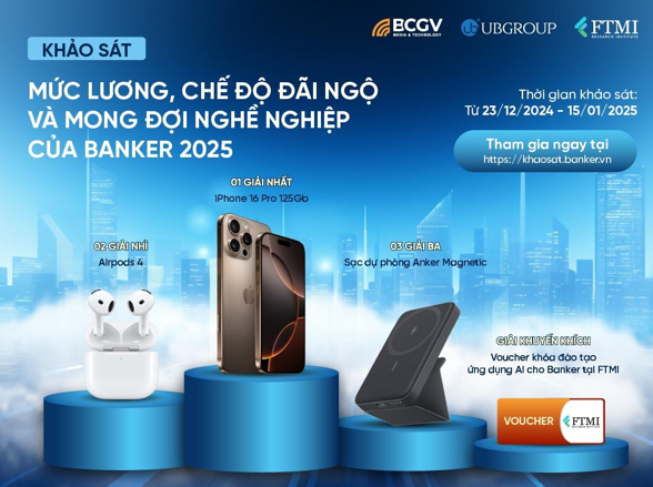 Khảo sát "Mức lương, chế độ đãi ngộ và mong đợi nghề nghiệp của Banker 2025"