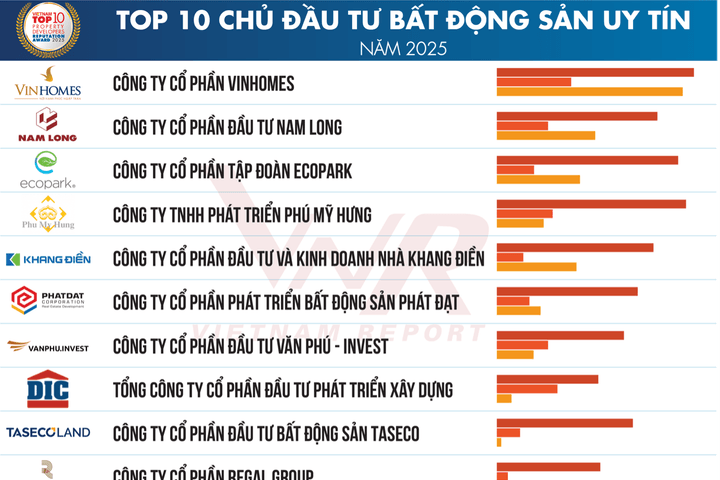 Công bố Top 10 Công ty bất động sản uy tín năm 2025
