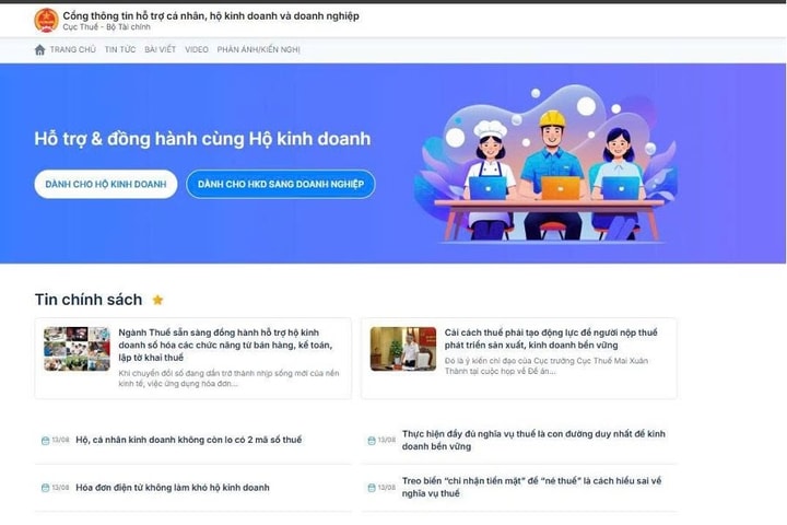 Cục Thuế sẽ ra mắt Cổng thông tin hỗ trợ cá nhân, hộ kinh doanh và doanh nghiệp nộp thuế vào đầu tuần sau