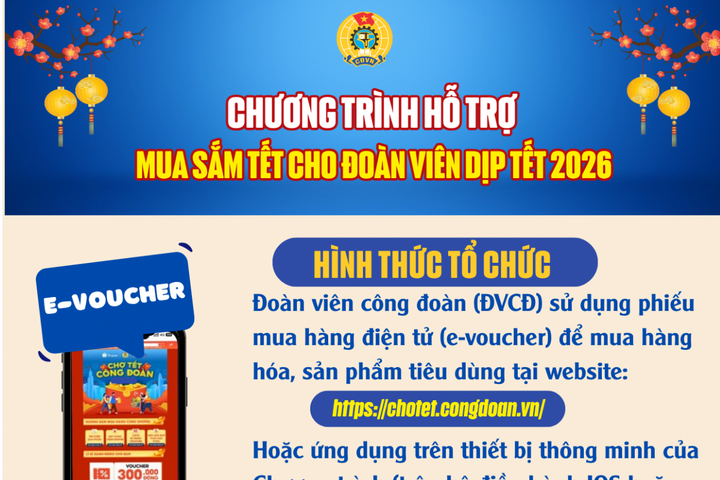 Chương trình hỗ trợ mua sắm tết 2026 cho đoàn viên