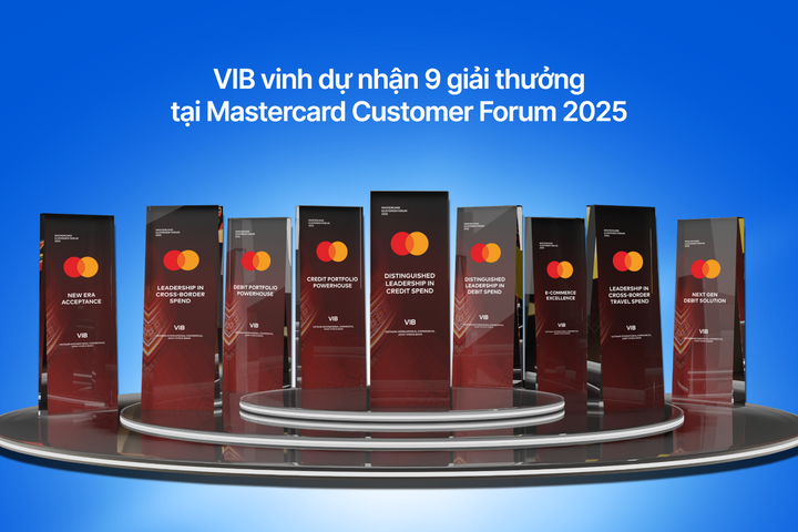 VIB nhận cùng lúc 9 giải thưởng từ Mastercard, khẳng định vị thế dẫn đầu thị trường thẻ Việt Nam