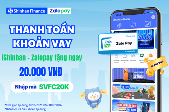 Thanh toán khoản vay trên iShinhan nhận ngay ưu đãi cùng Zalopay
