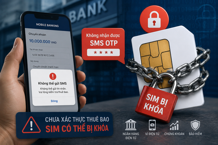SIM bị khóa vì chưa xác thực: Nguy cơ "đứt mạch" giao dịch ngân hàng điện tử?