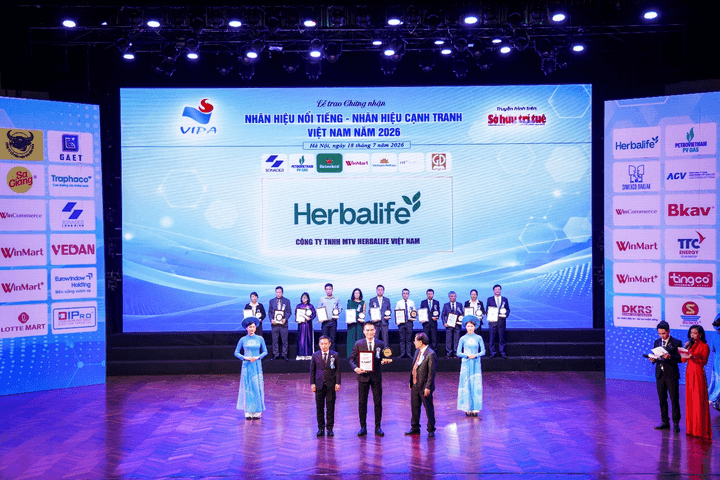 Herbalife Việt Nam được xếp hạng thuộc Top 10 Nhãn hiệu nổi tiếng Việt Nam năm 2026.