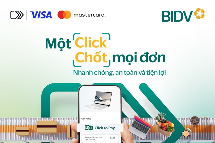 BIDV ra mắt Click to Pay cho chủ thẻ Visa và Mastercard, mang đến trải nghiệm thanh toán trực tuyến nhanh chóng, an toàn